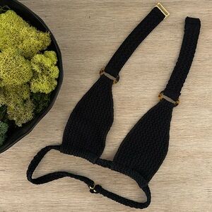 Montce Lani crochet bikini top small black halter